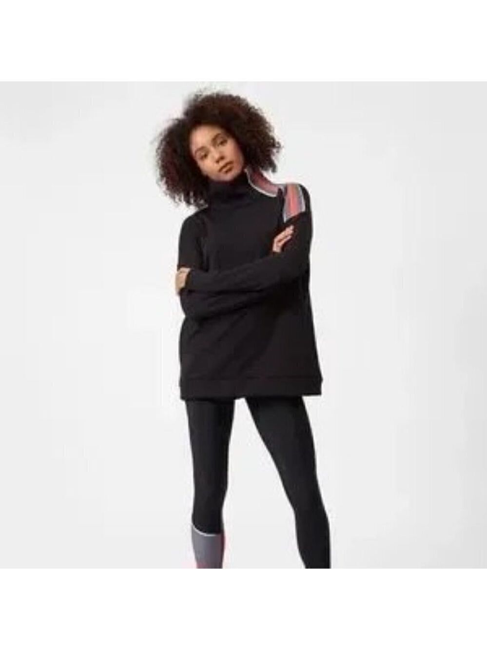 Sweaty Betty Black Mock Neck Oversized Pullover Fleece Sweater Size Small